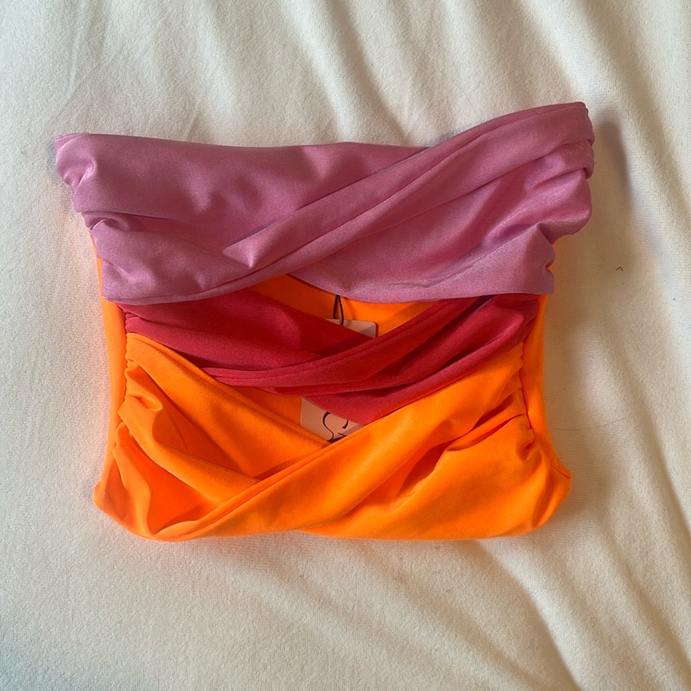 micas neon cut out twisted tube top